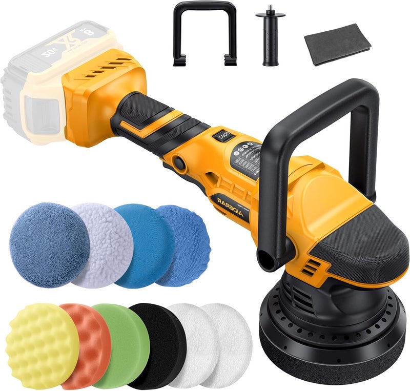 AIDERAR Brushless Cordless Car Buffer Polisher for Car Detailing, 15mm Dual Action, Compatible with DeWalt 20V MAX (Tool Only), 5-Speed Control, Includes 5-inch Polishing Pads & Accessories - Image 1